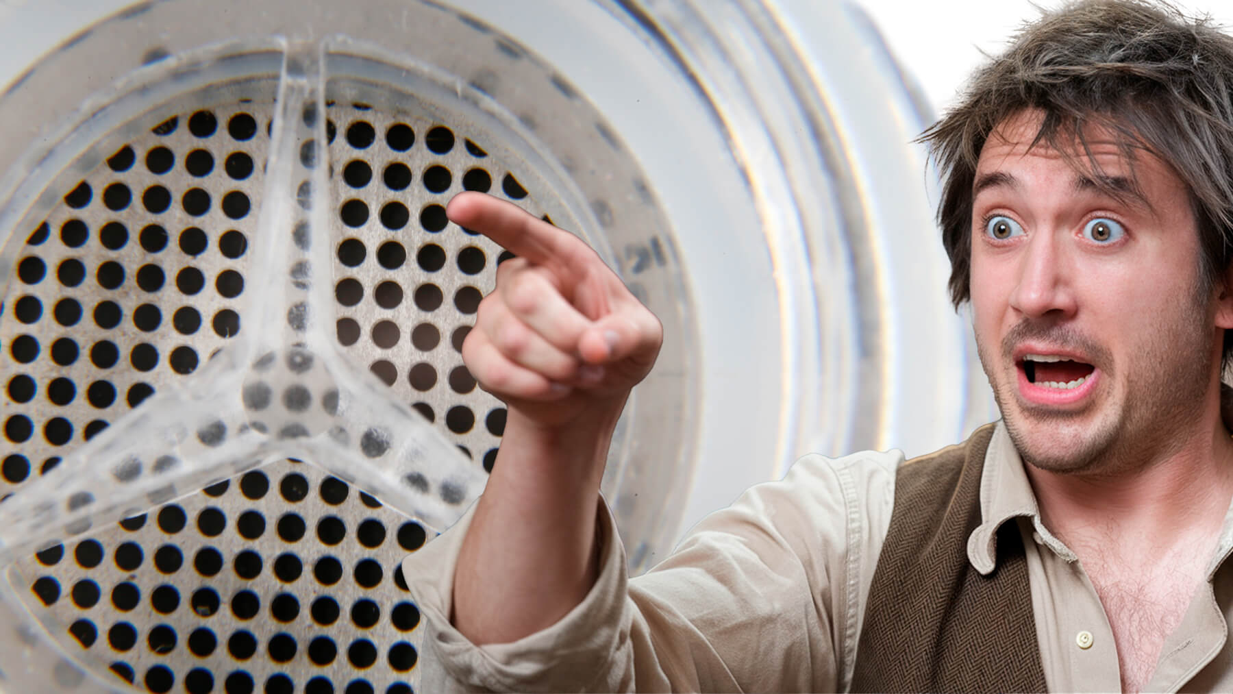 shocked man pointing at the star of stench