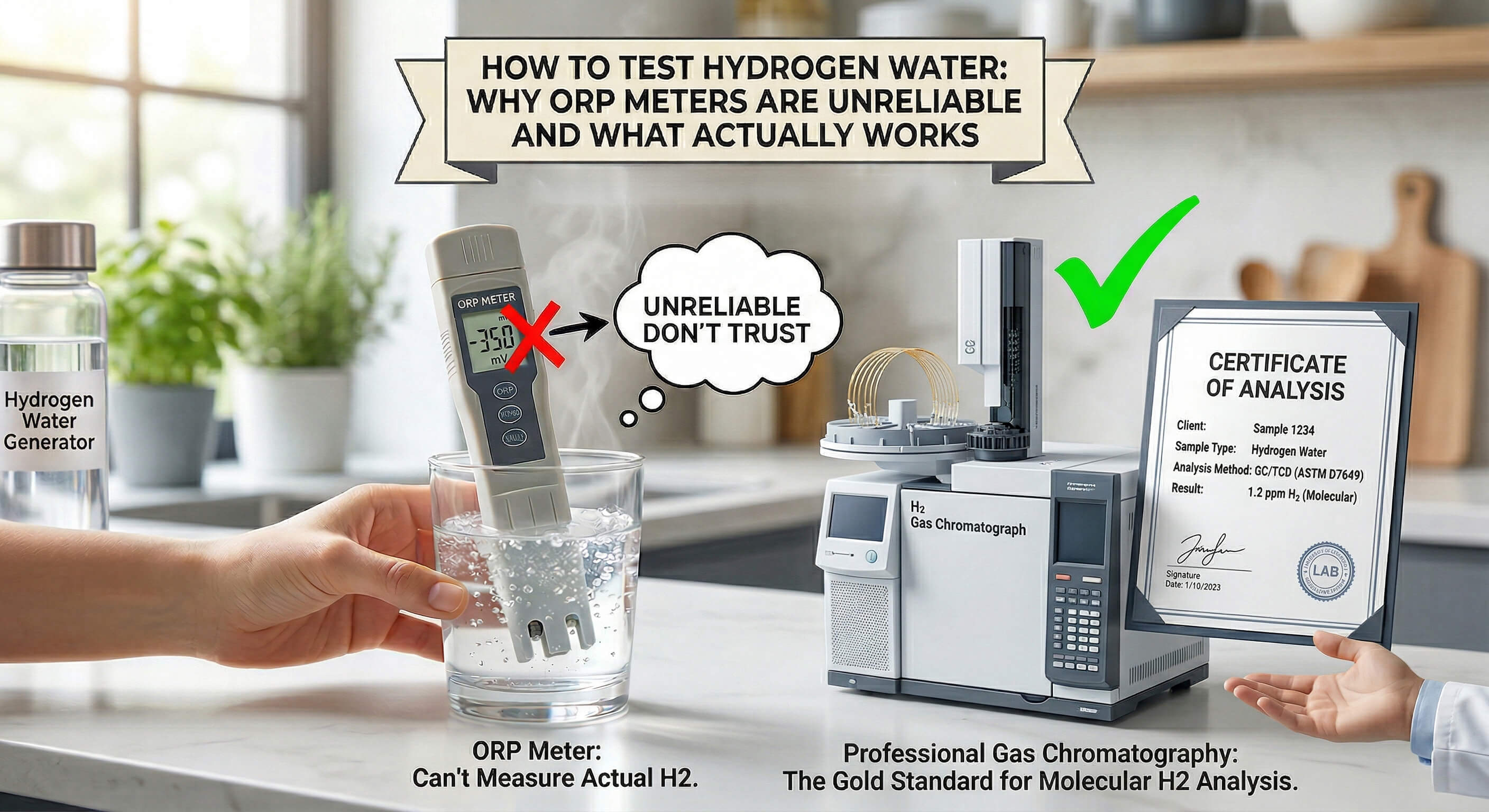 ORP meter in a glass of water